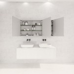 Matte White Fluted Mirror Cabinet 1500